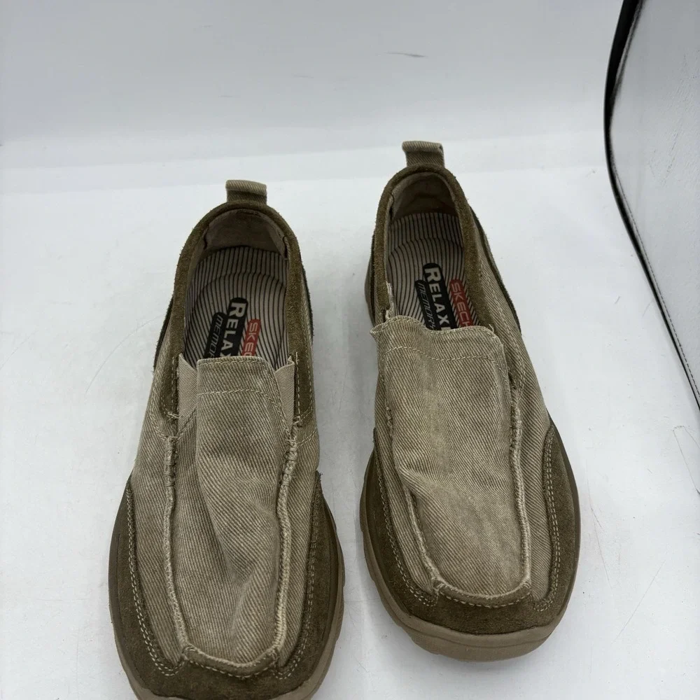 Skechers‎ Boat Shoes Mens Size 9 Melvin 63820 Taupe Brown Relaxed Fit Slip On